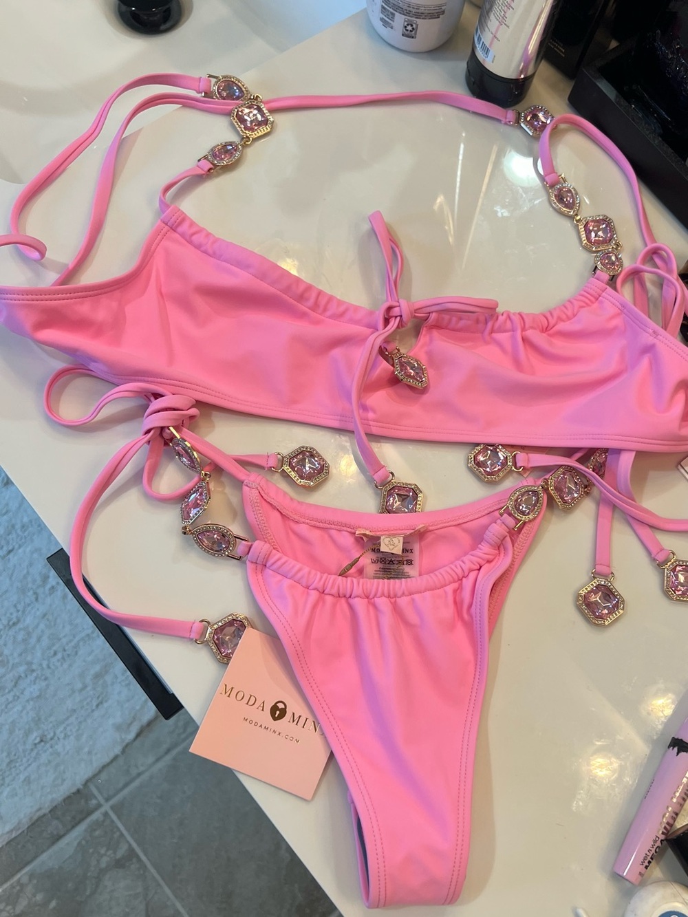 Vibrant Pink Bikini Top with Hygienic Sticker - Picture 5 of 5